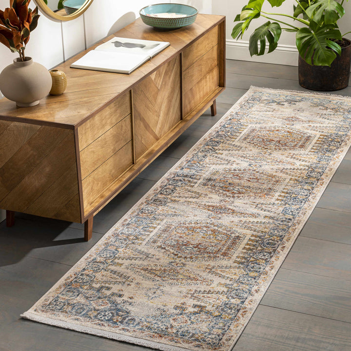 Espy Traditional Beige And Blue Area Rug