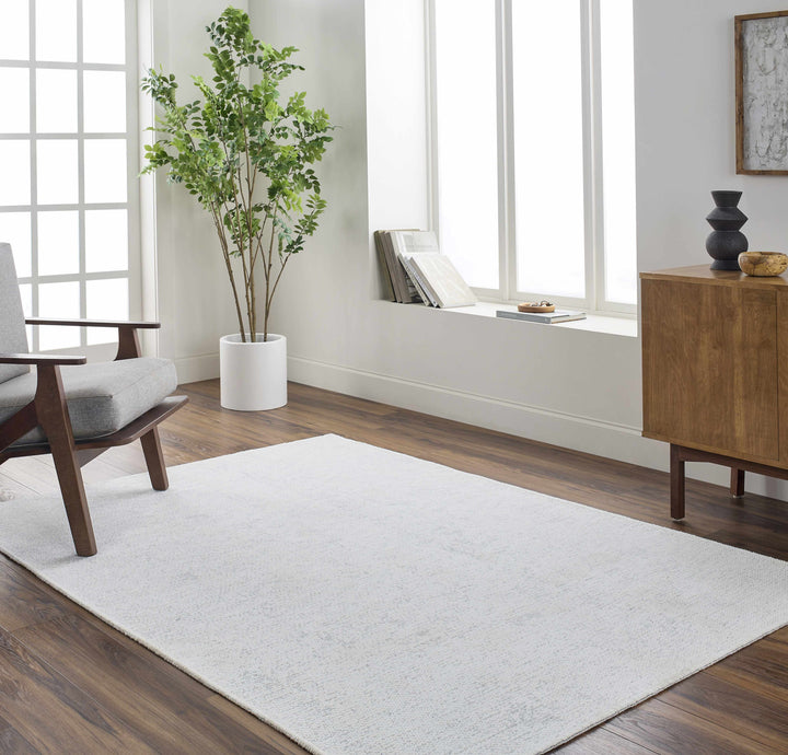 Isako Modern Solid Design White Washable Area Rug