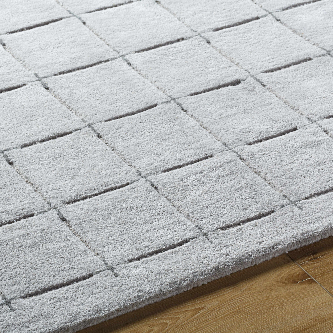 Sanvi Modern Geometrical Gray Hand Tufted Wool Area Rug
