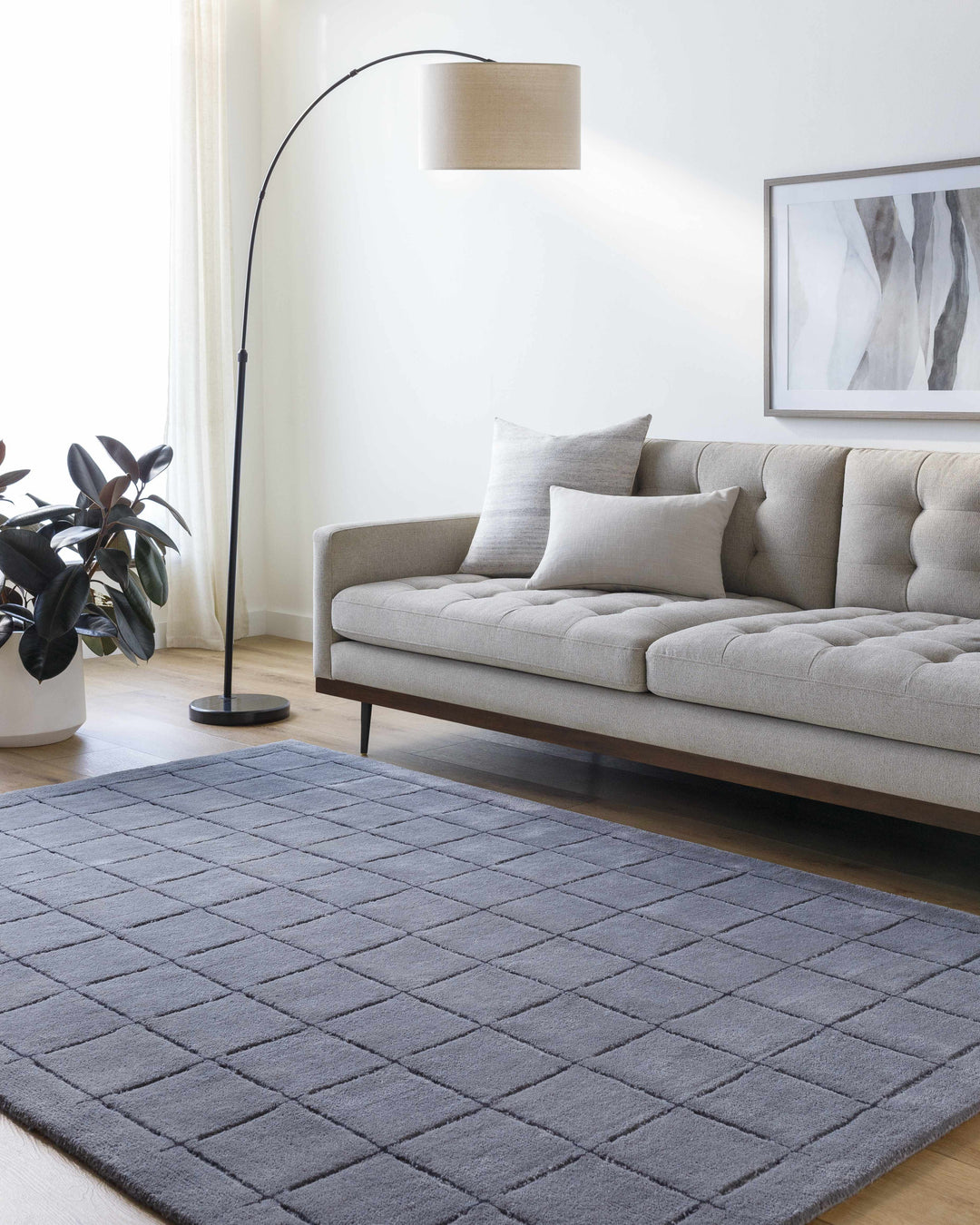 Sanvi Modern Geometrical Charcoal Hand Tufted Area Rug