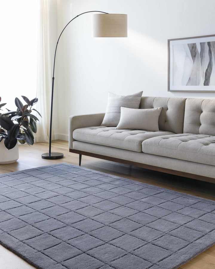 Sanvi Modern Geometrical Charcoal Hand Tufted Area Rug
