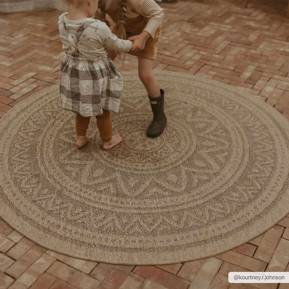 Square and Round Gitel Tribal Design Beige Area Rug - The Rug Decor