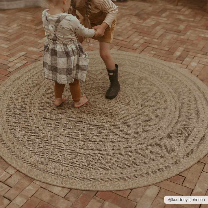 Square and Round Gitel Tribal Design Beige Area Rug - The Rug Decor