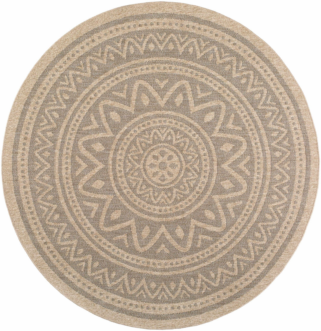 Square and Round Gitel Tribal Design Beige Area Rug - The Rug Decor