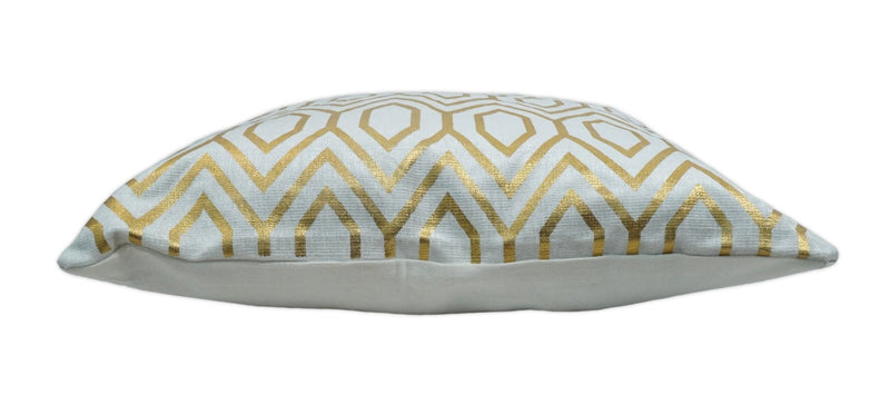 Square Geometric Diamond Printed Modern Accent Gold and White Pillow Cover - The Rug Decor