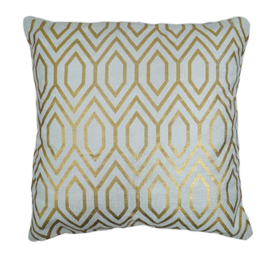 Square Geometric Diamond Printed Modern Accent Gold and White Pillow Cover - The Rug Decor