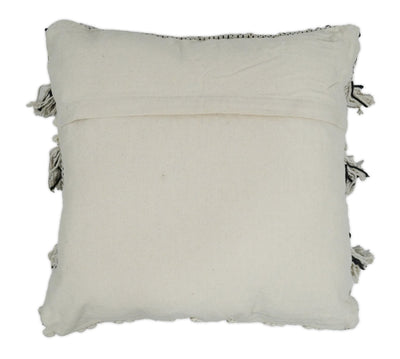 Square Hand Woven Contemporary Accent Beige and Black Wool Pillow, Cushion - The Rug Decor