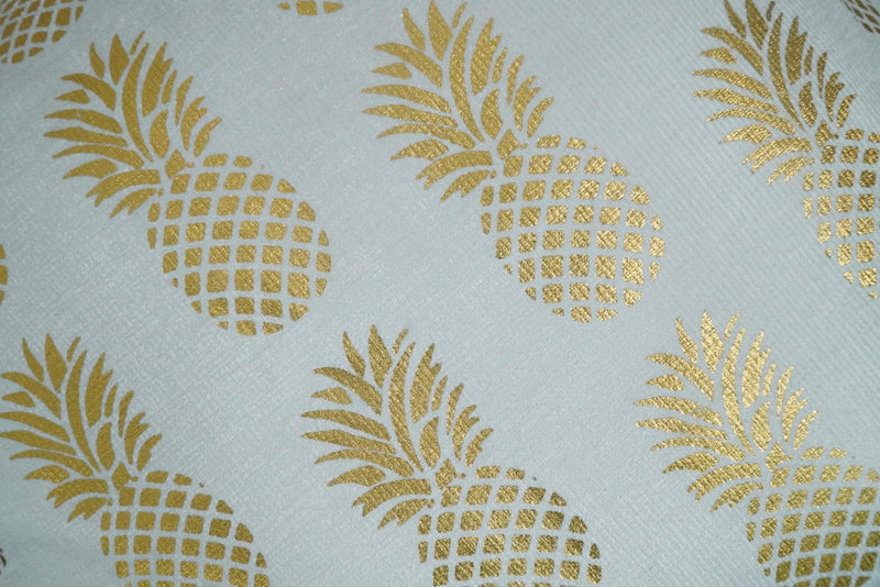 Square Pineapple Printed Modern Contemporary Accent Gold and White Pillow Cover - The Rug Decor