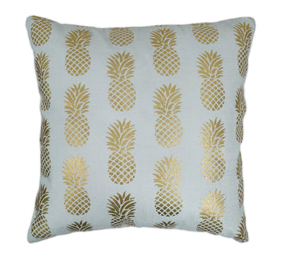 Square Pineapple Printed Modern Contemporary Accent Gold and White Pillow Cover - The Rug Decor