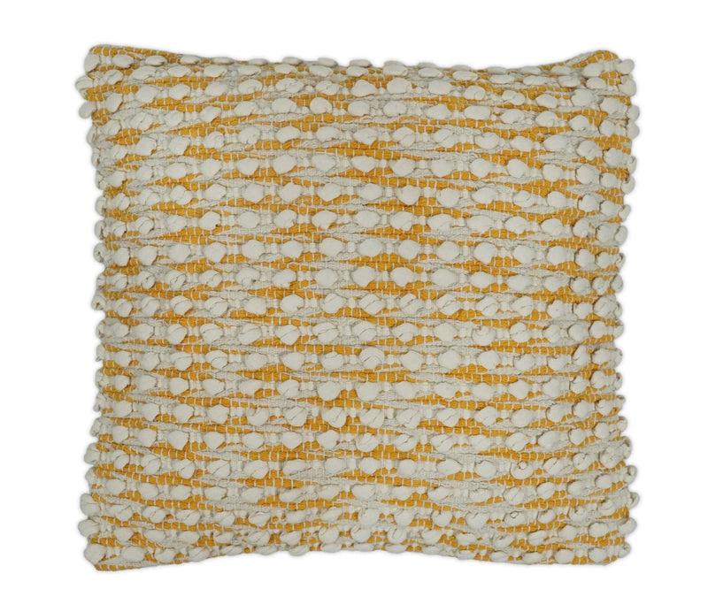 Square Striped Modern Contemporary Accent Mustard and Beige Pillow Cover - The Rug Decor