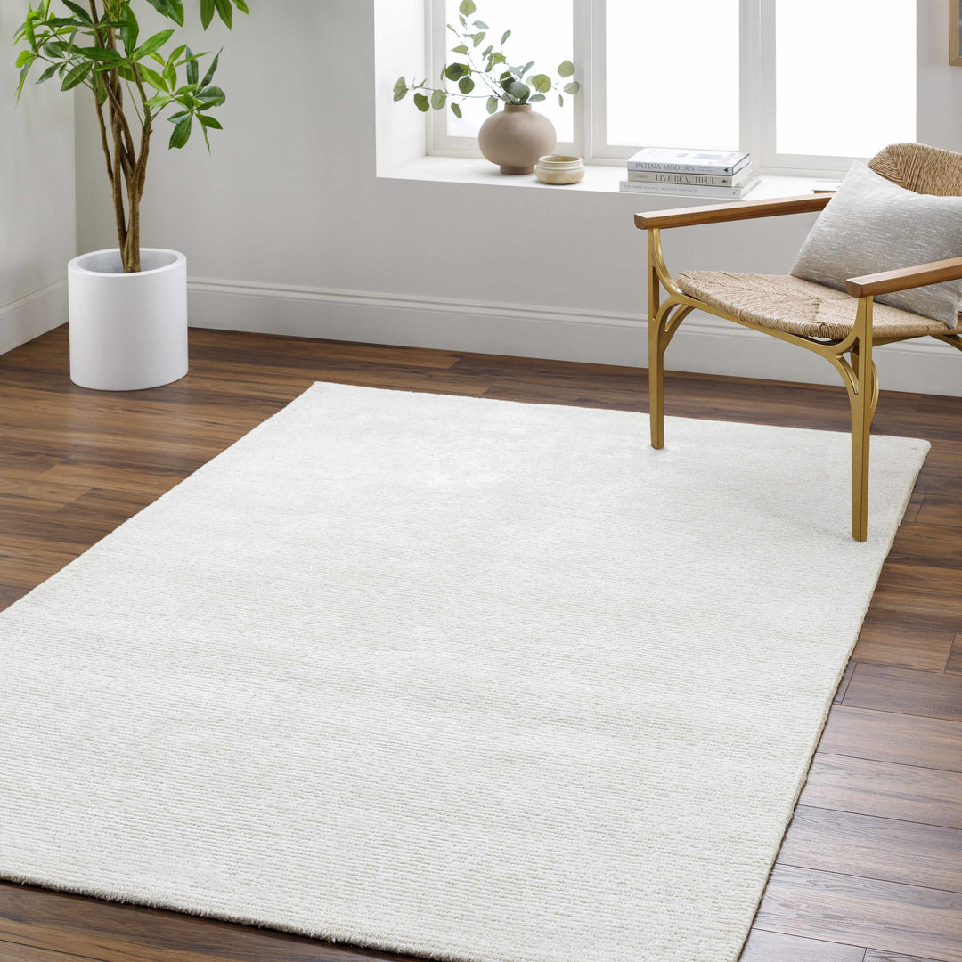 Nazih Contemporary Style White Hand Tufted Rug