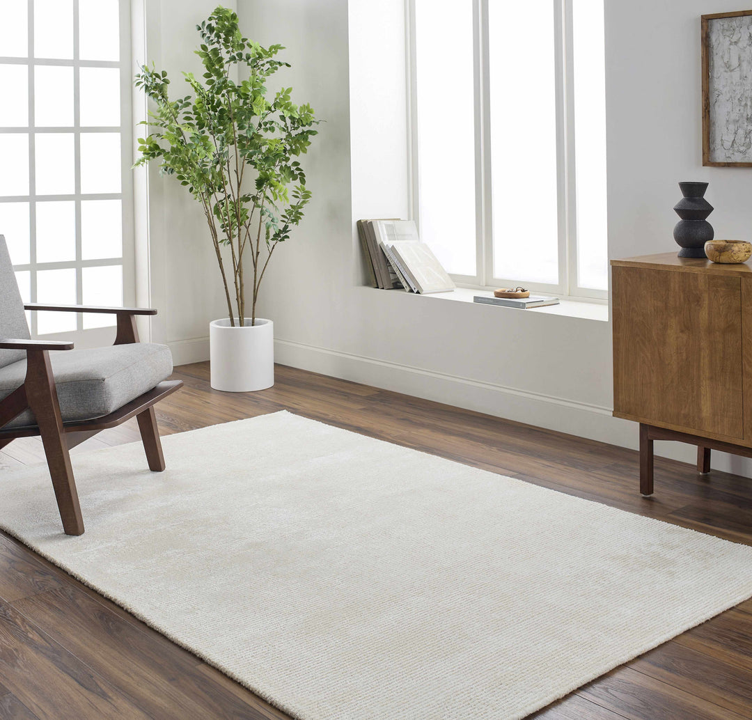 Nazih Contemporary Style White Hand Tufted Rug