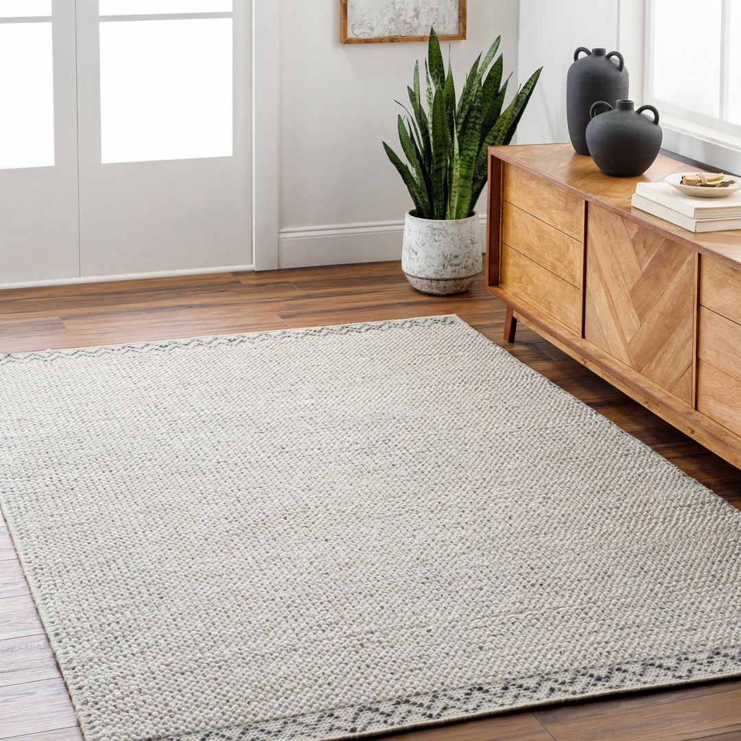 Fadia Modern Geometrical Ivory And Gray Hand Woven Area Rug