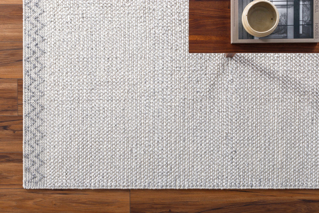 Fadia Modern Geometrical Ivory And Gray Hand Woven Area Rug