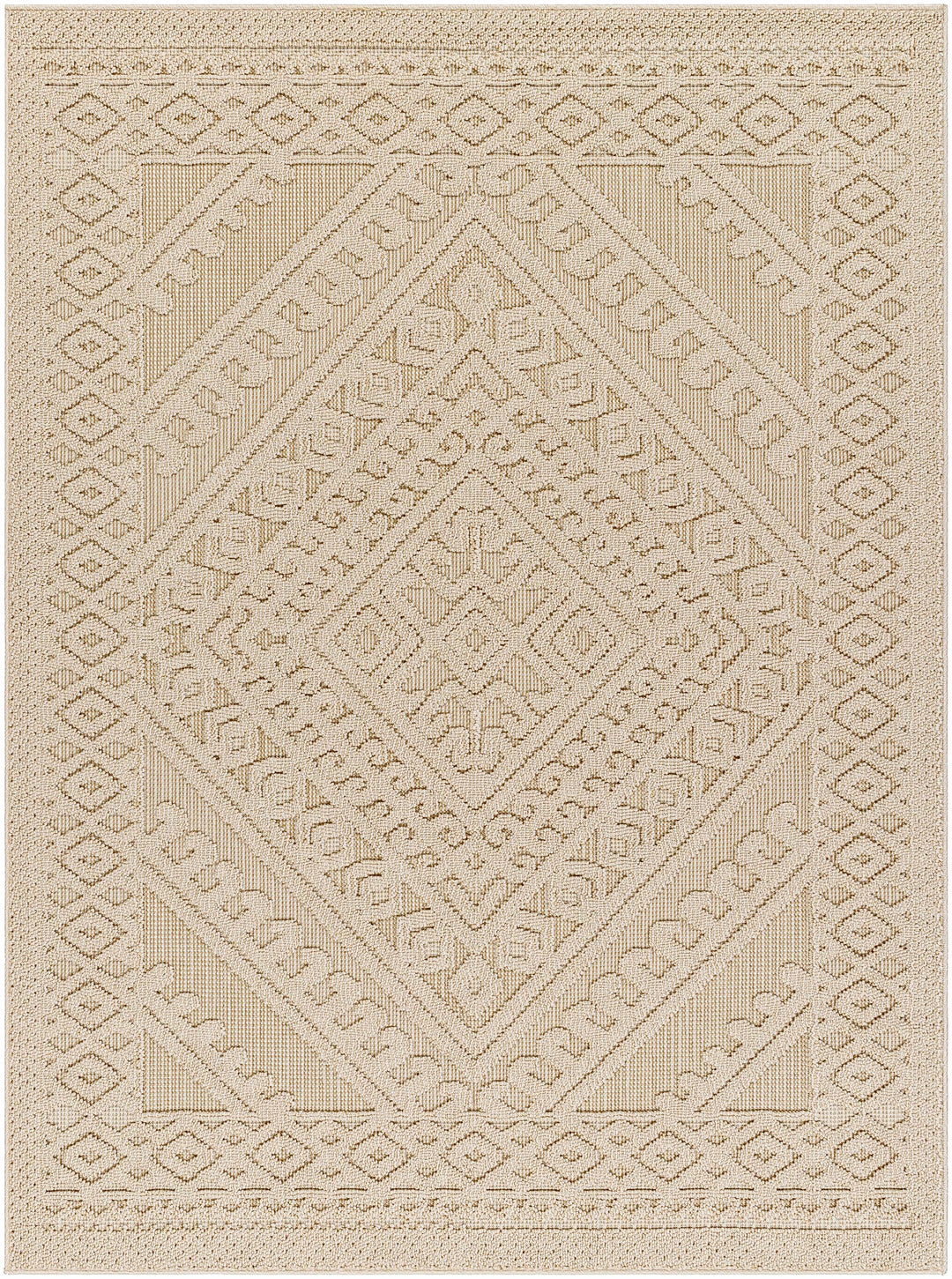 Hibah Beige Traditional Style Outdoor Area Rug