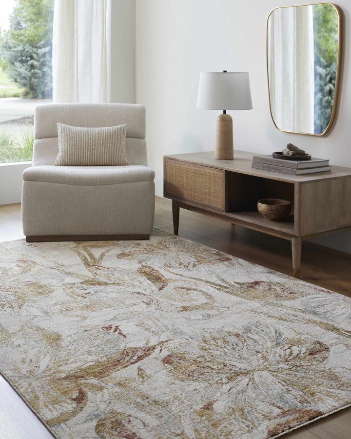 Maili Modern Floral Design Brown And Ivory Area Rug