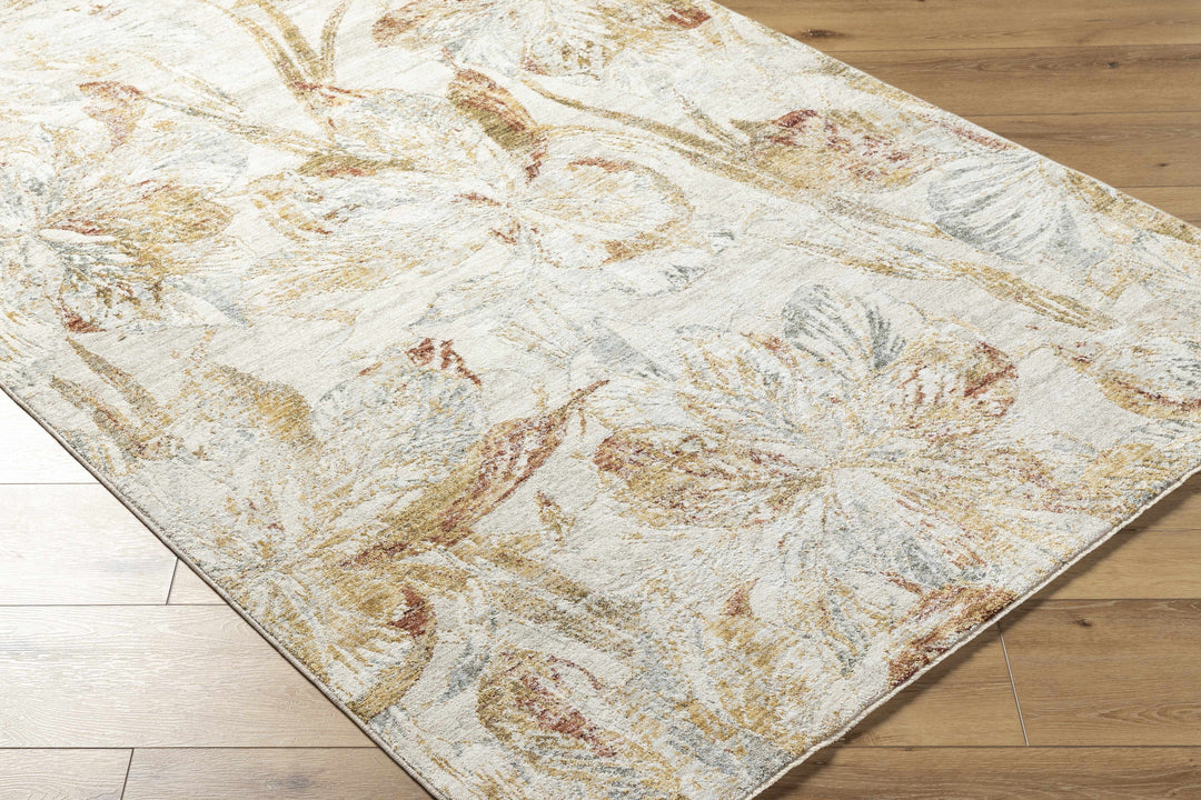 Maili Modern Floral Design Brown And Ivory Area Rug