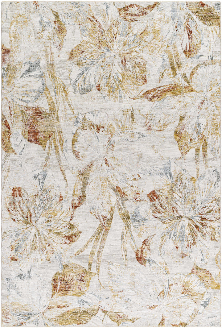 Maili Modern Floral Design Brown And Ivory Area Rug