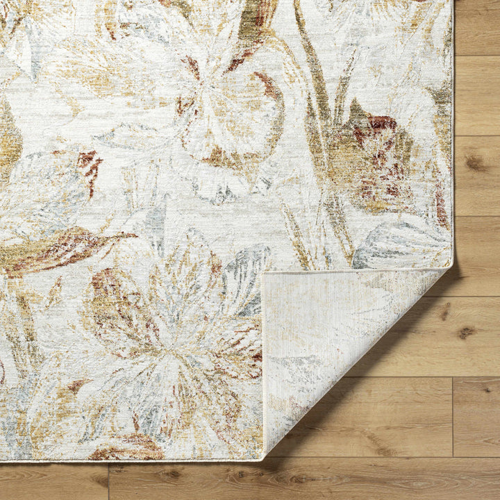 Maili Modern Floral Design Brown And Ivory Area Rug