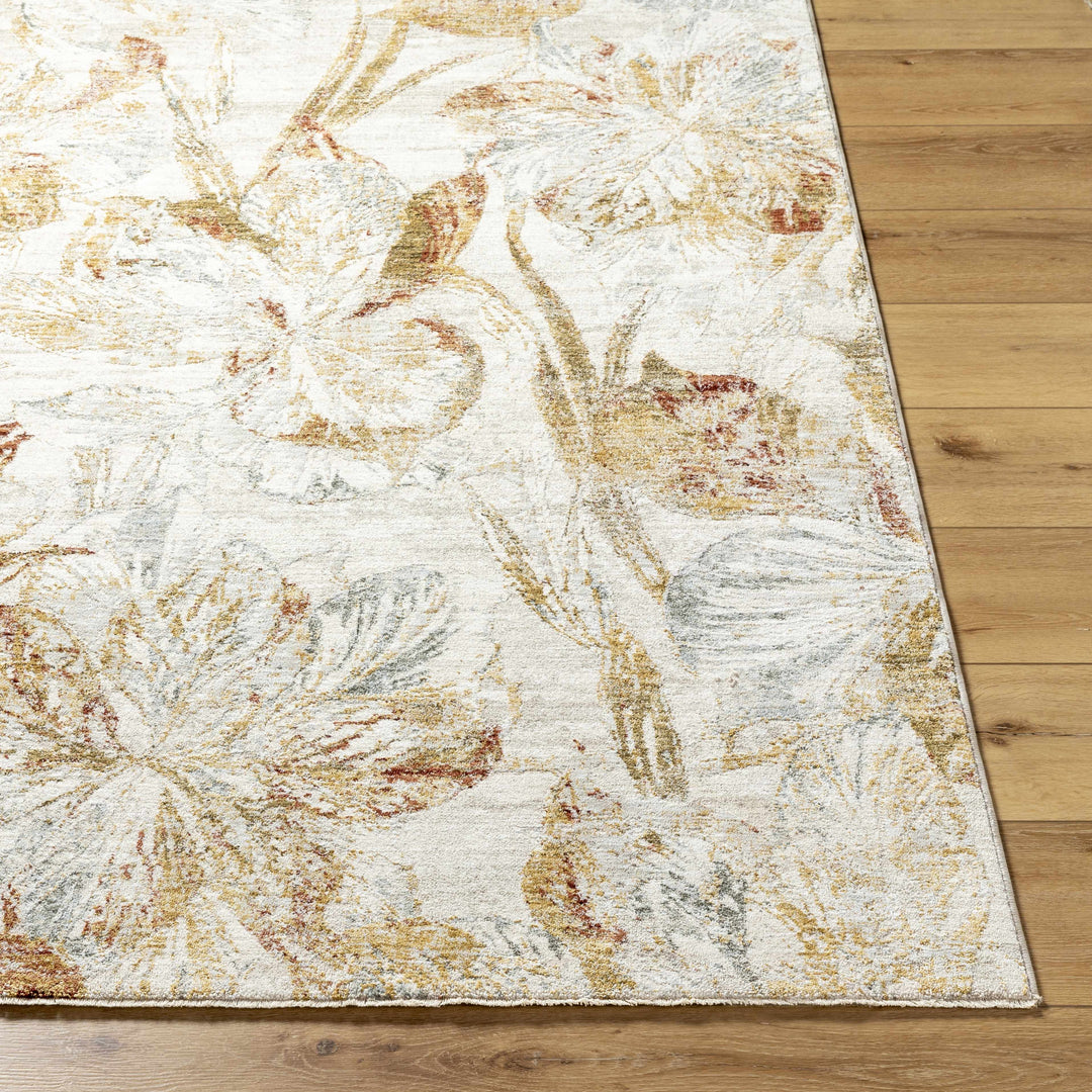 Maili Modern Floral Design Brown And Ivory Area Rug