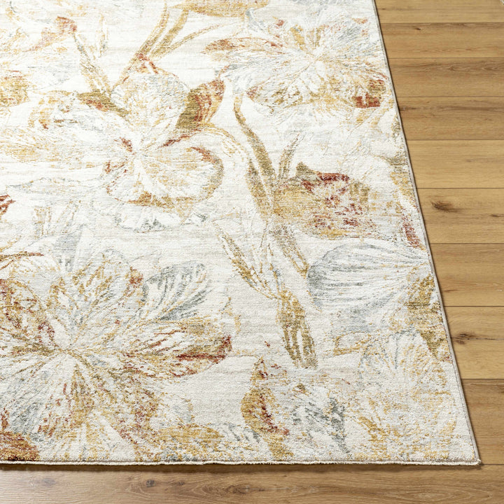 Maili Modern Floral Design Brown And Ivory Area Rug