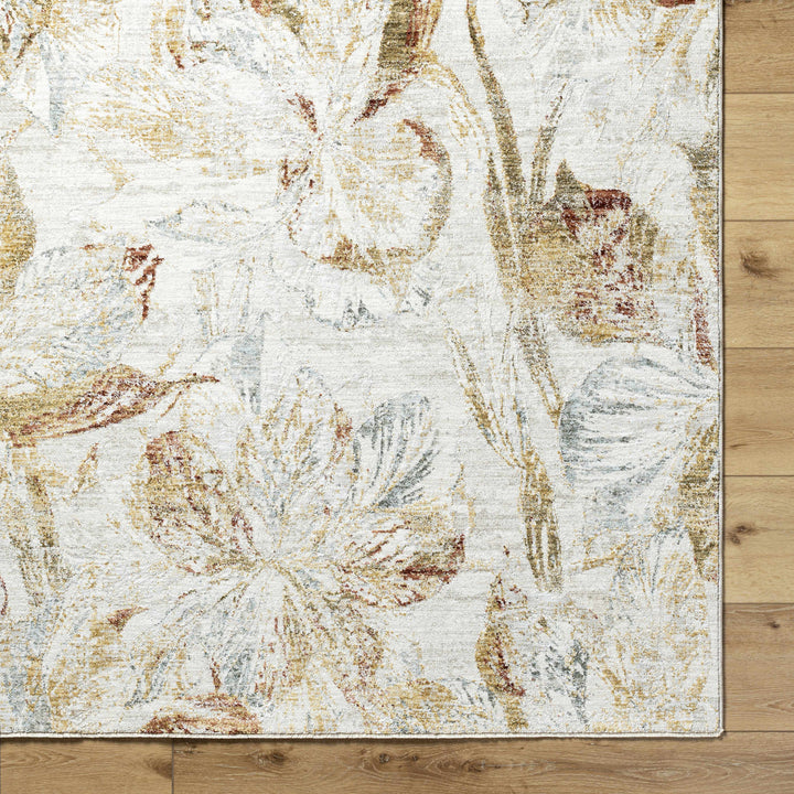 Maili Modern Floral Design Brown And Ivory Area Rug