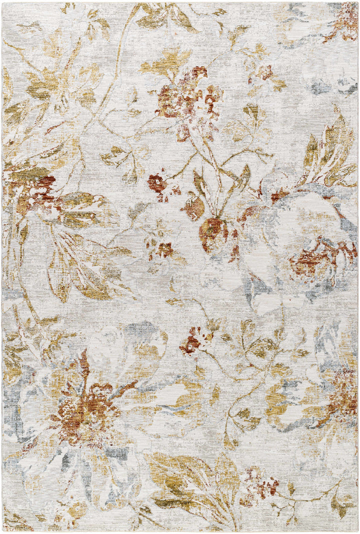 Nasia Modern Floral Design Ivory And Brown Area Rug