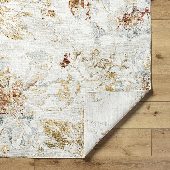 Nasia Modern Floral Design Ivory And Brown Area Rug
