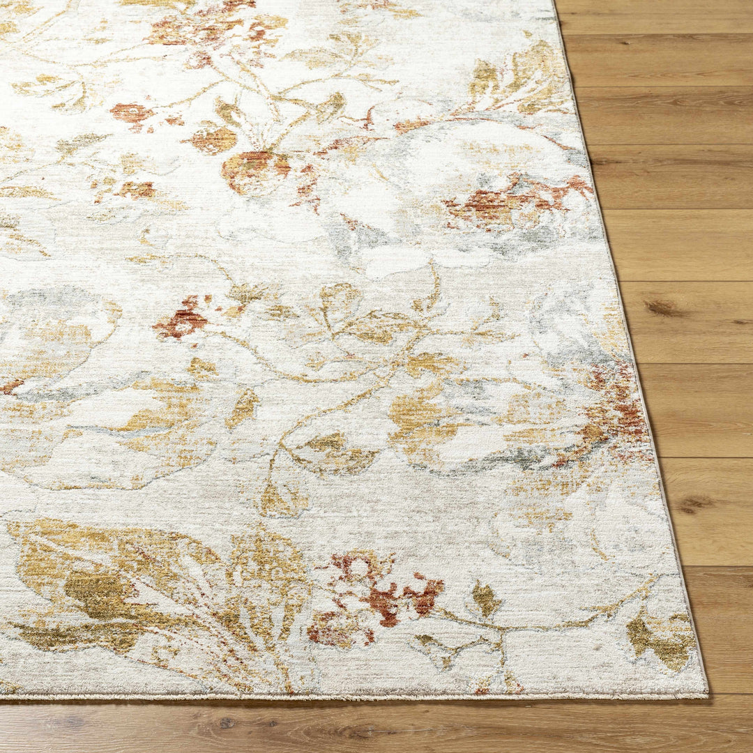 Nasia Modern Floral Design Ivory And Brown Area Rug