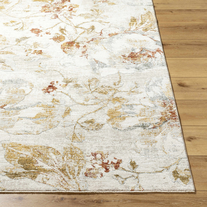 Nasia Modern Floral Design Ivory And Brown Area Rug