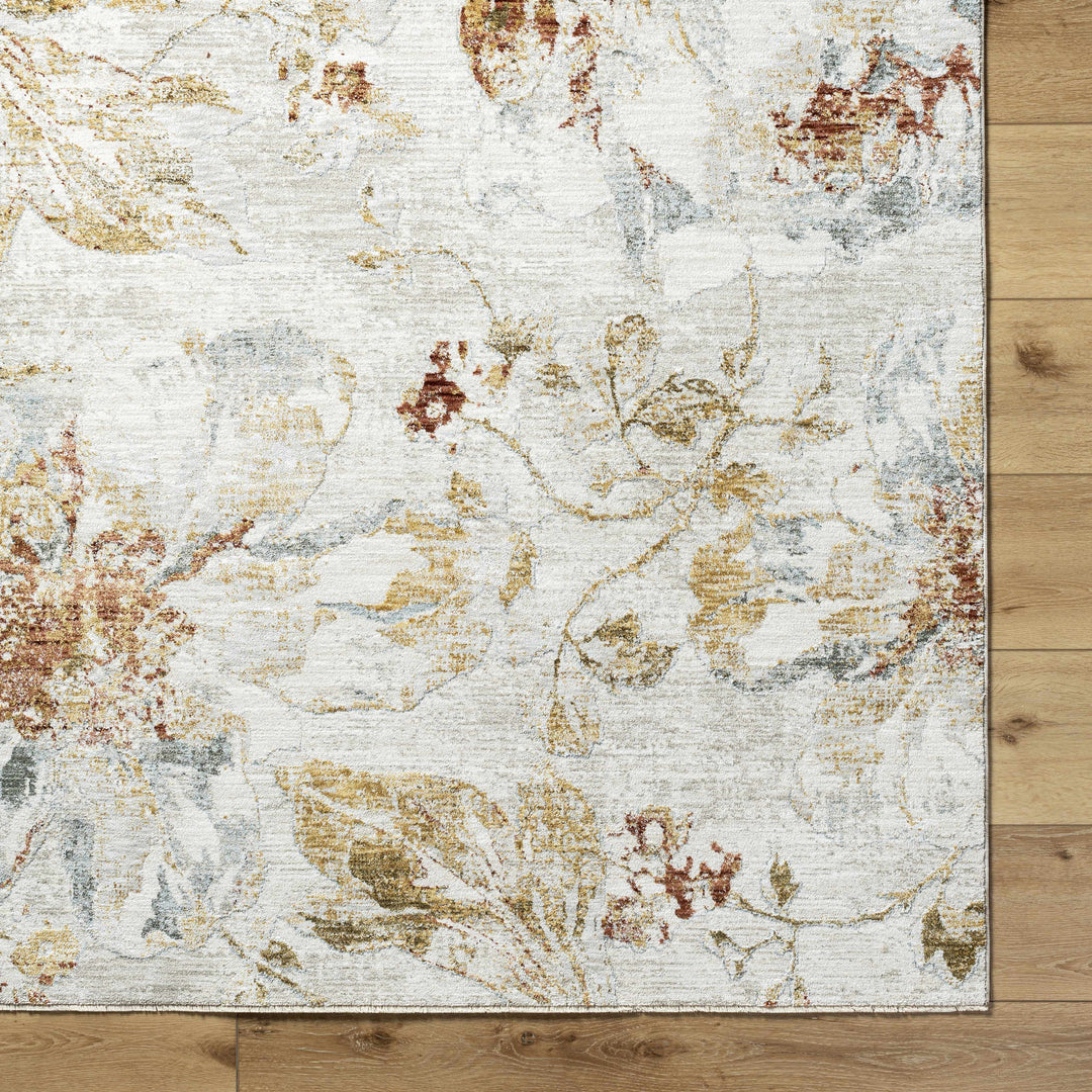 Nasia Modern Floral Design Ivory And Brown Area Rug