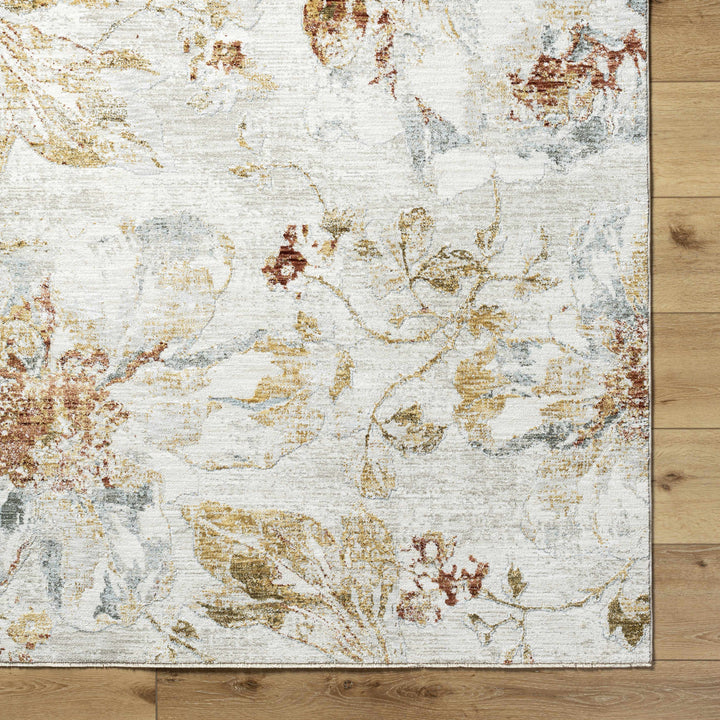 Nasia Modern Floral Design Ivory And Brown Area Rug