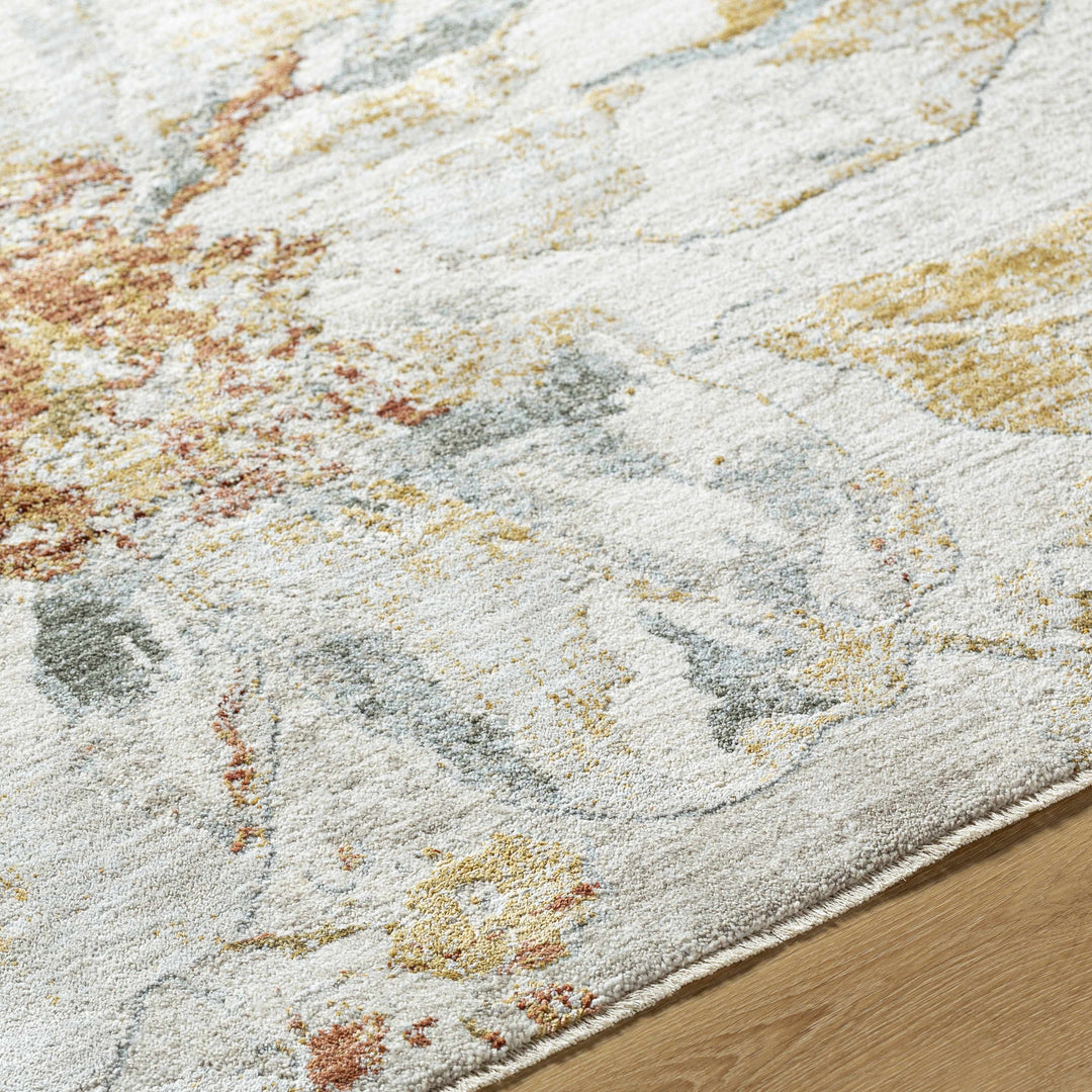 Nasia Modern Floral Design Ivory And Brown Area Rug
