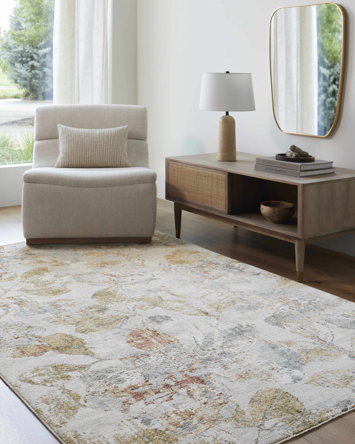 Ouida Traditional Floral Design Gray And Brown Area Rug