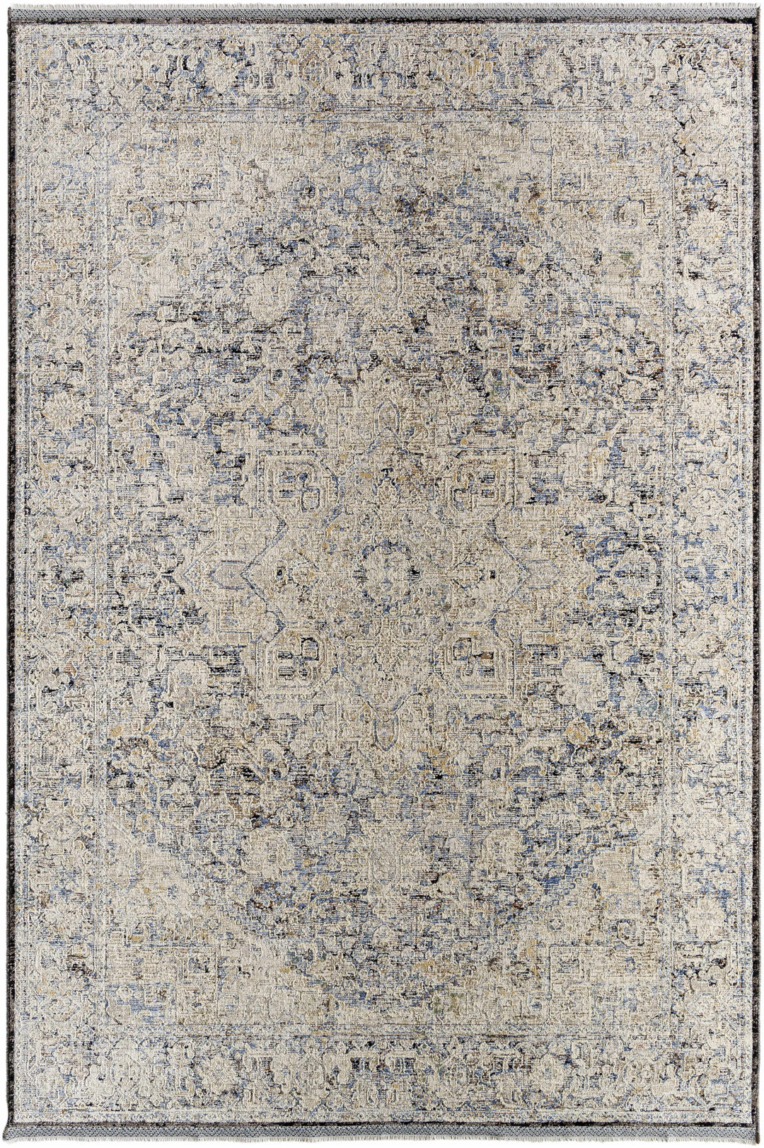 Charo Traditional Medallion Design Beige And Gray Rug