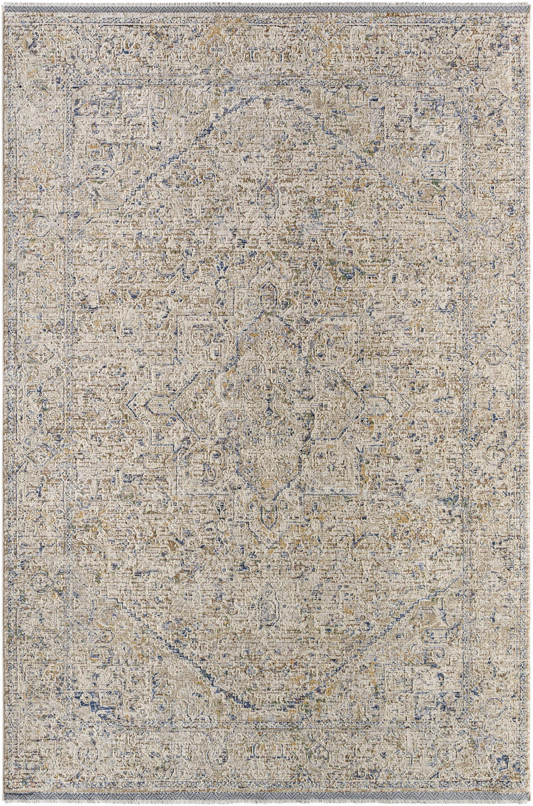Charo Traditional Style Beige And Blue Area Rug