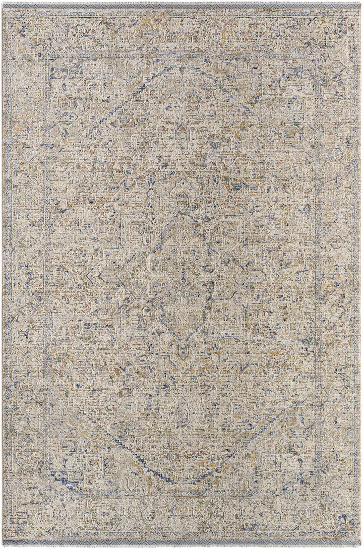 Charo Traditional Style Beige And Blue Area Rug