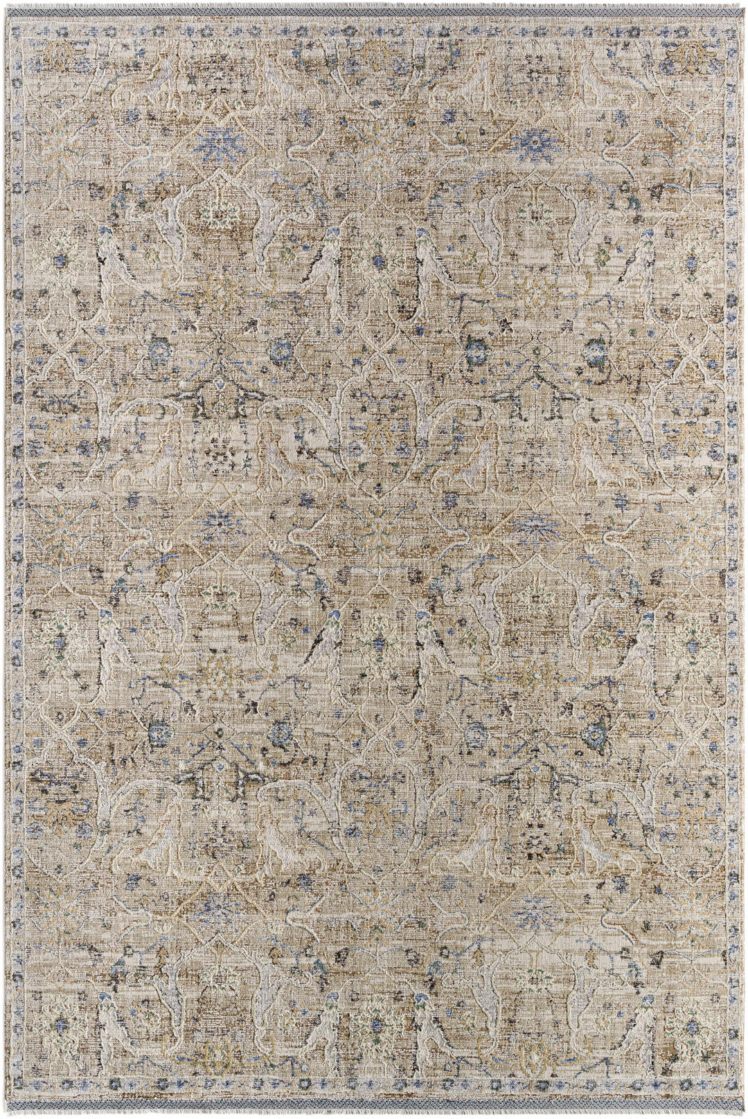 Margo Traditional Style Beige And Blue Area Rug
