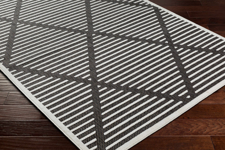 Anah Geometrical Black And Ivory Outdoor Rug