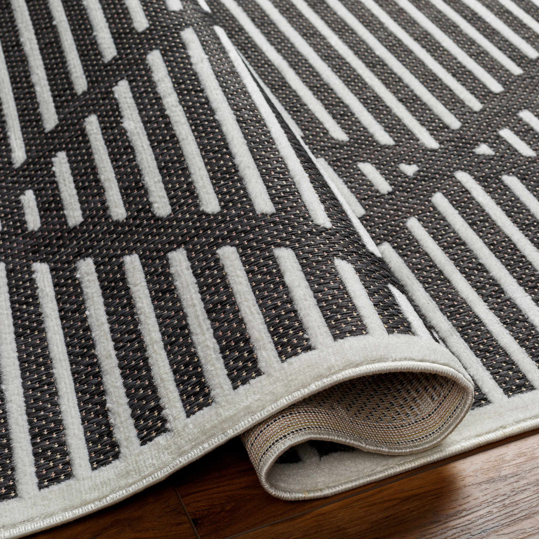Anah Geometrical Black And Ivory Outdoor Rug