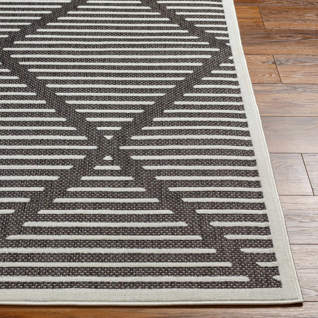 Anah Geometrical Black And Ivory Outdoor Rug