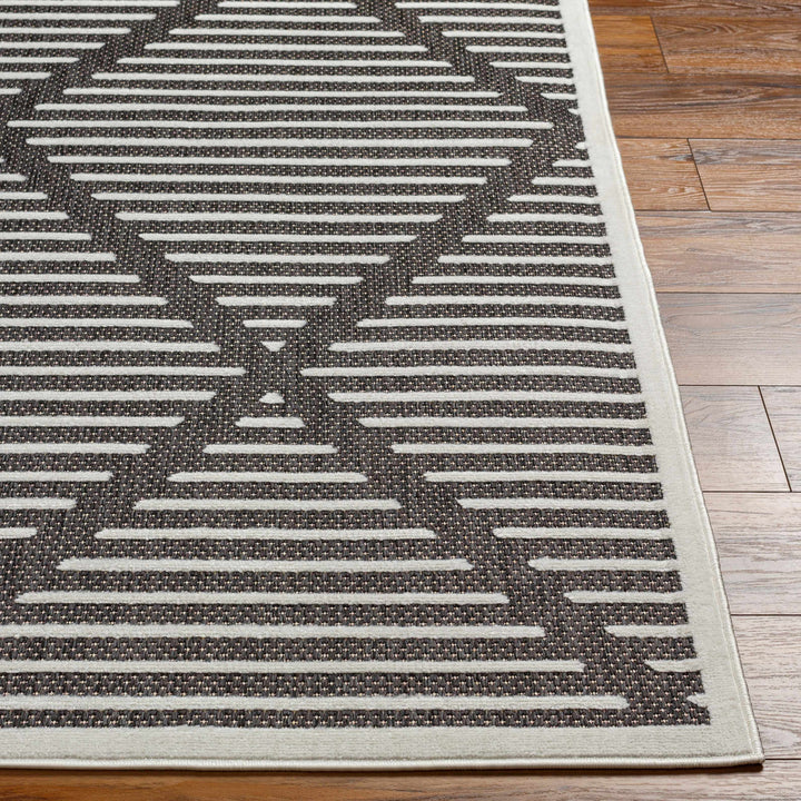 Anah Geometrical Black And Ivory Outdoor Rug