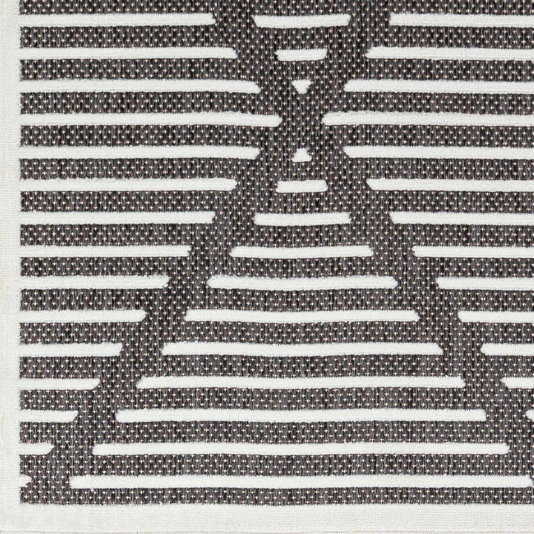 Anah Geometrical Black And Ivory Outdoor Rug