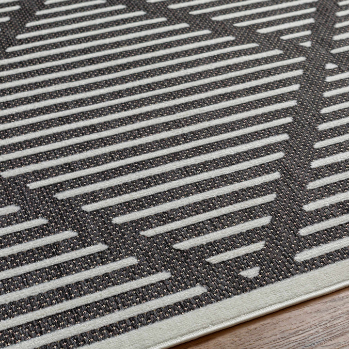 Anah Geometrical Black And Ivory Outdoor Rug