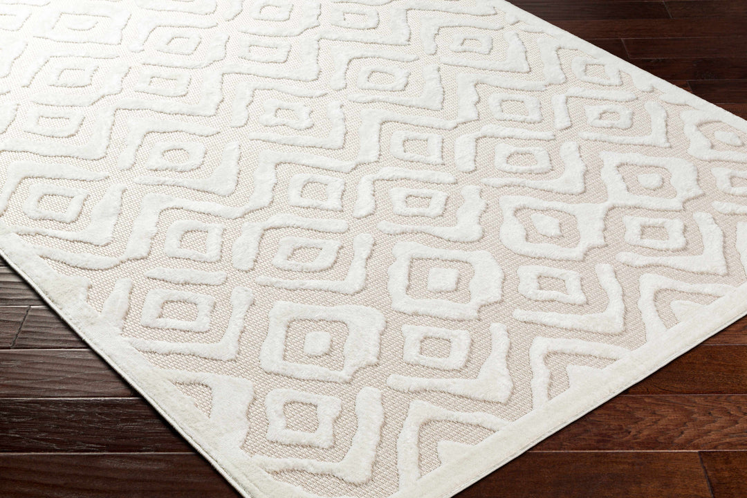 Burl Contemporary Geometrical Ivory Outdoor Rug