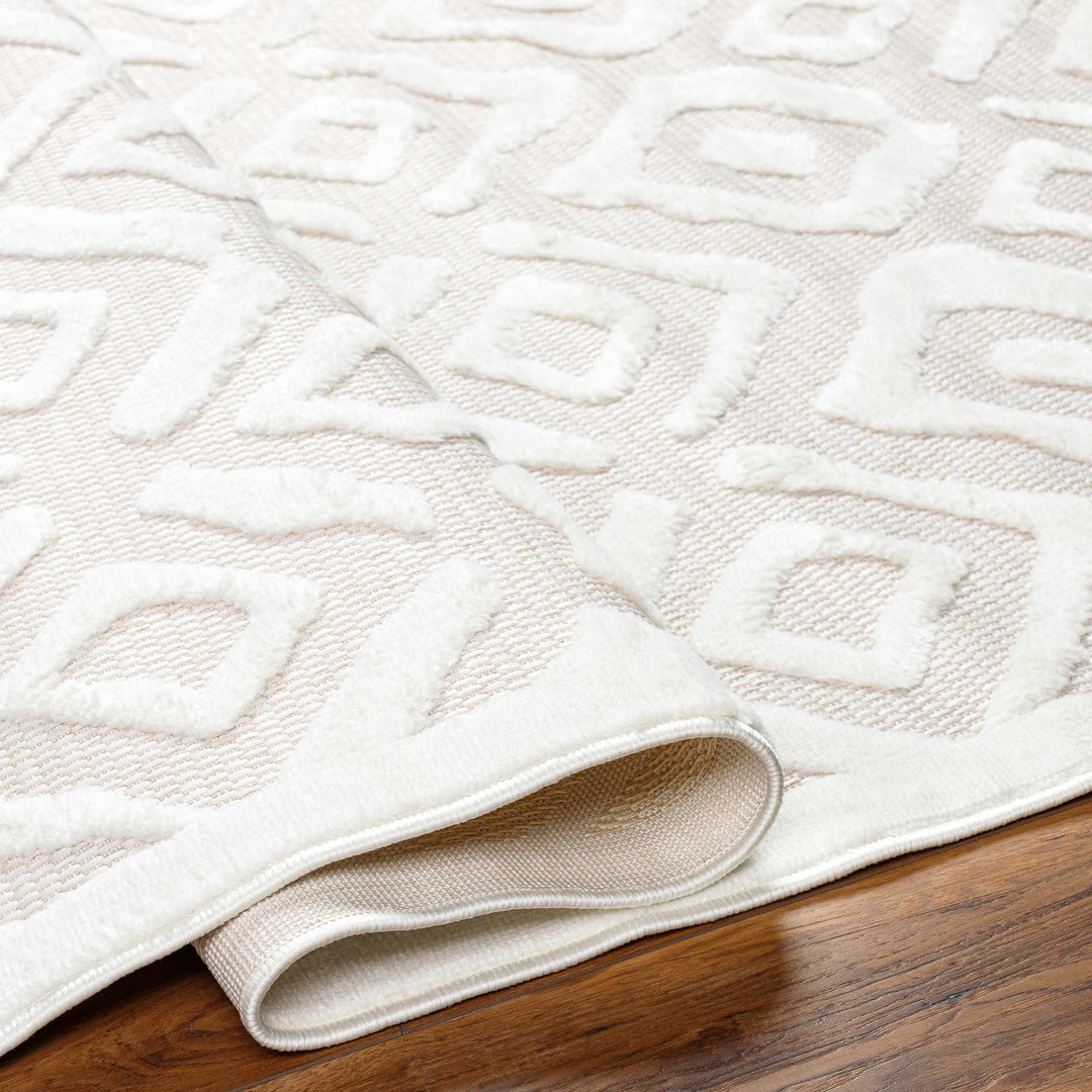 Burl Contemporary Geometrical Ivory Outdoor Rug
