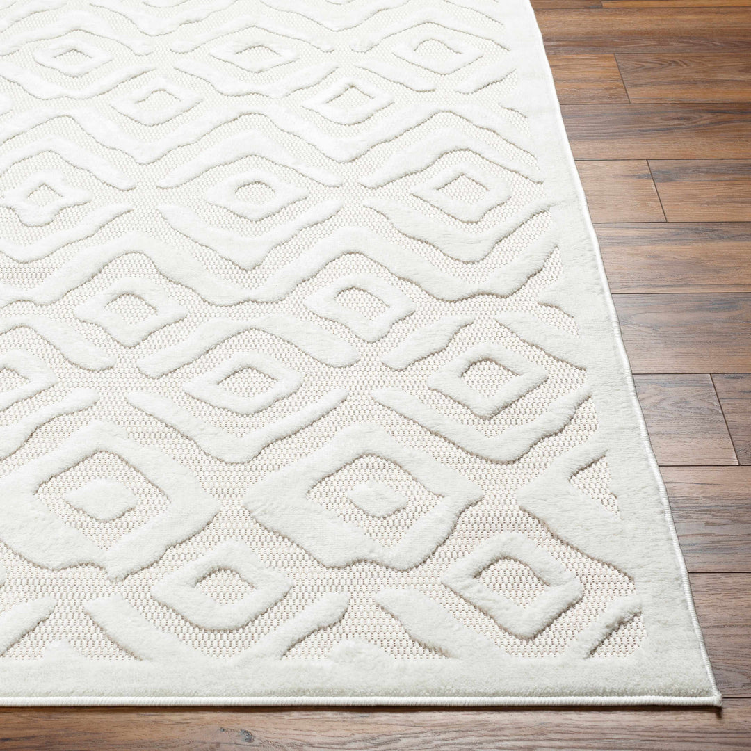 Burl Contemporary Geometrical Ivory Outdoor Rug