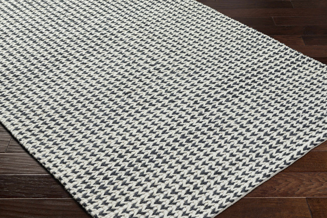 Lenci Black And White Contemporary Style Hand Woven Area Rug