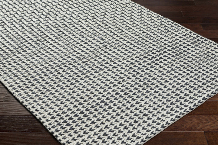 Lenci Black And White Contemporary Style Hand Woven Area Rug