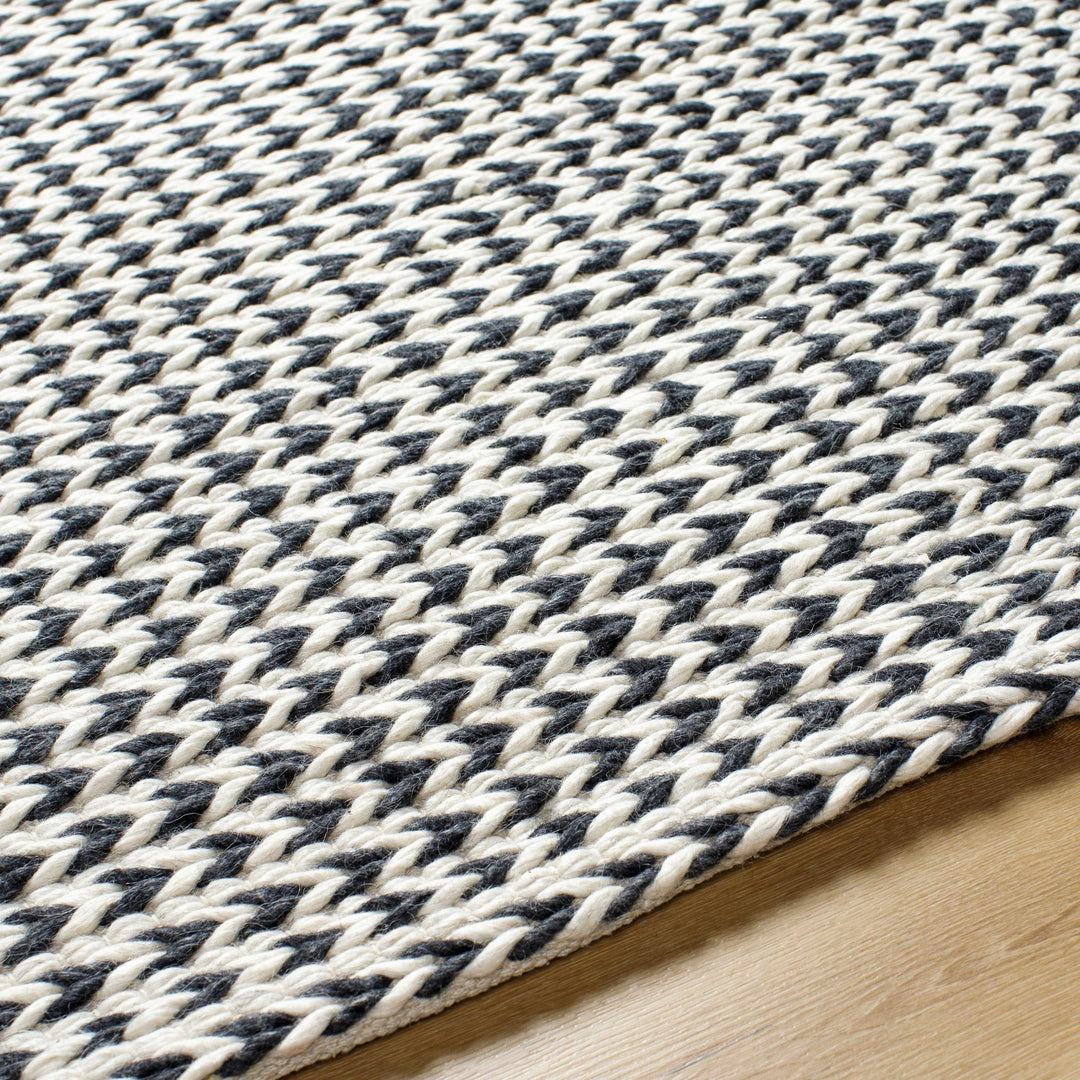 Lenci Black And White Contemporary Style Hand Woven Area Rug